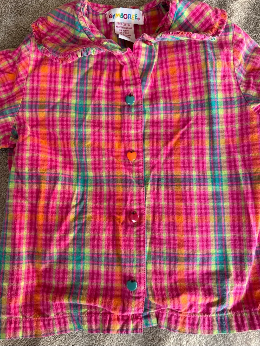 Vintage Gymboree Girls' Pink Plaid Button-Up Top